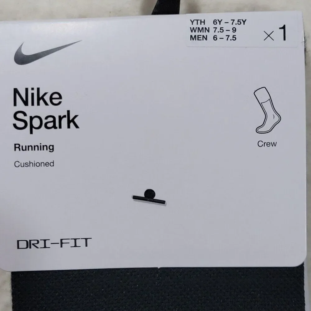 Nike Spark Cushioned Running Crew Socks Women‎ 7.5-9 Men 6-7.5 Reflective 2 Pair